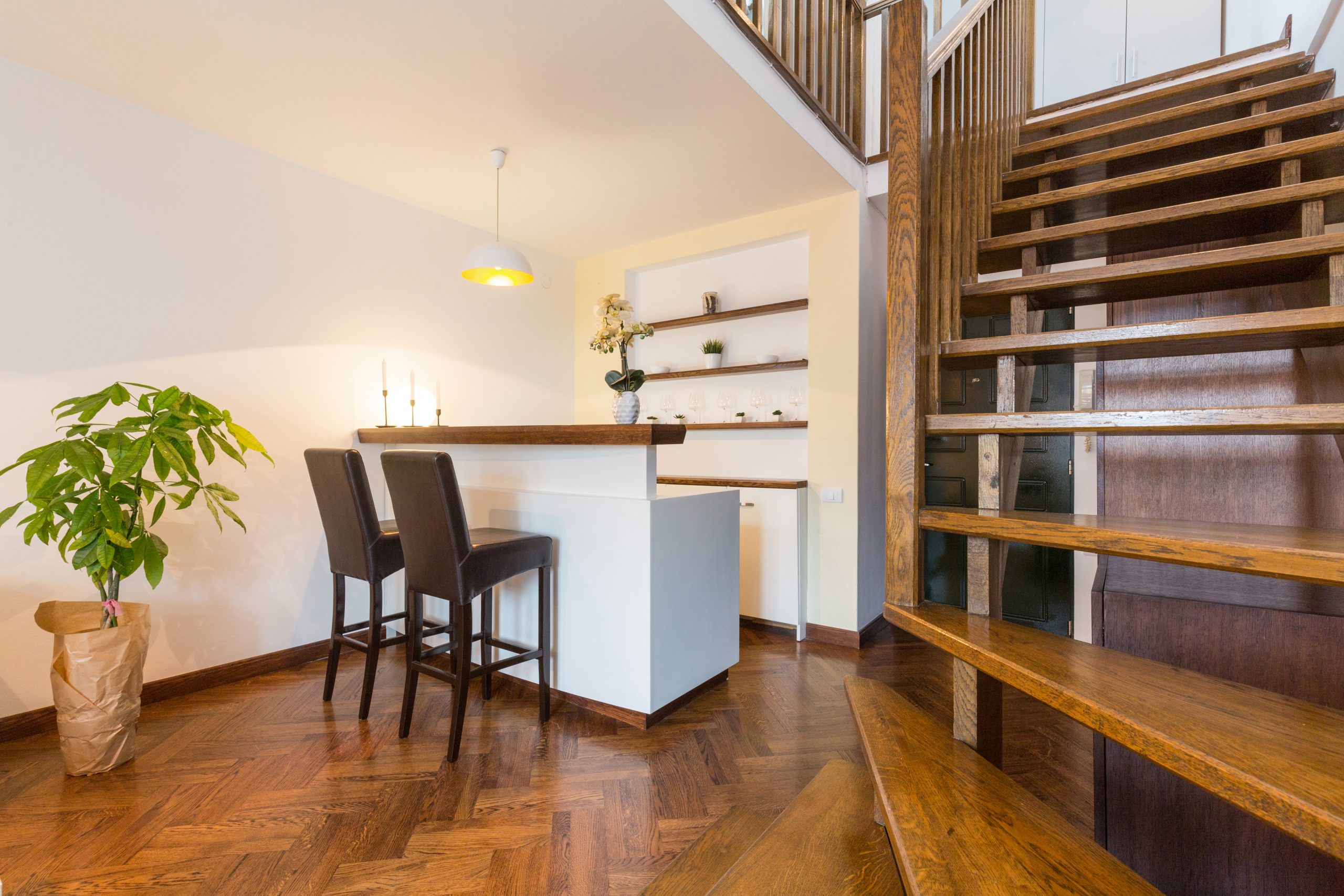 Interior,Of,Loft,Living,Room,With,Wooden,Stairs